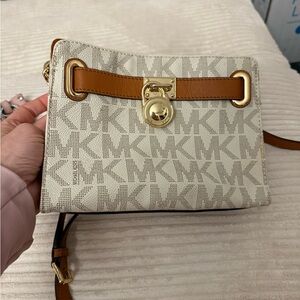Michael Kors Cream and Brown Crossbody Bag